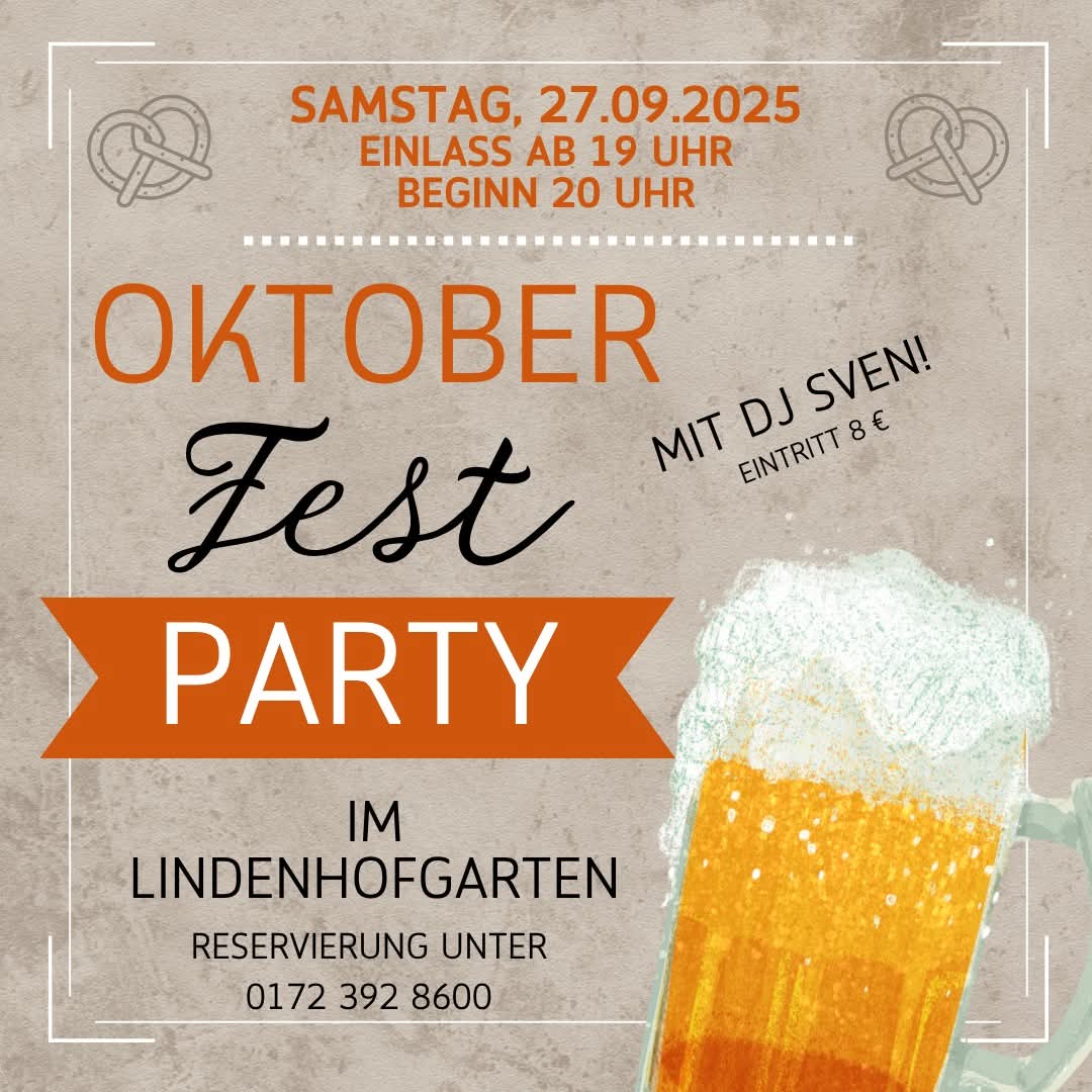 Oktoberfest-Party im Lindenhofgarten Gardelegen – 27.09.2025